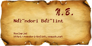 Nándori Bálint névjegykártya
